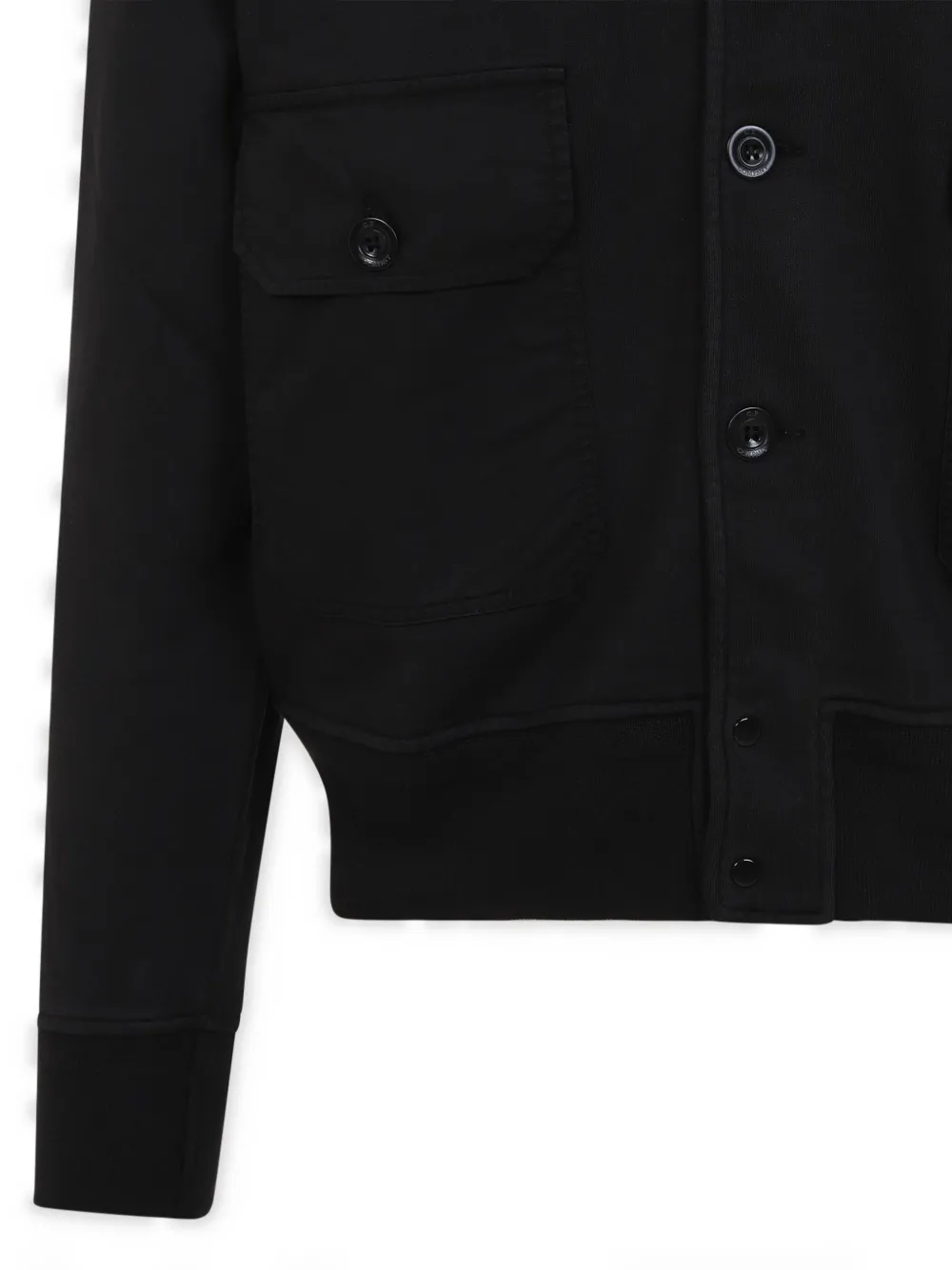 C.p. Company Full Button Sweatshirt With Cotton Poplin Pockets In Black