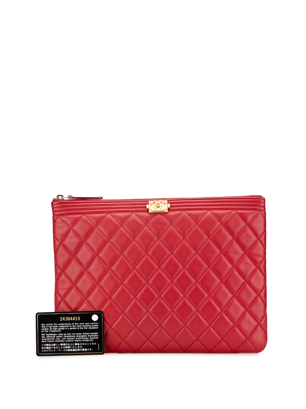 CHANEL Pre-Owned 2017-2018 Medium Quilted Caviar Boy O Case clutch bag - Rood