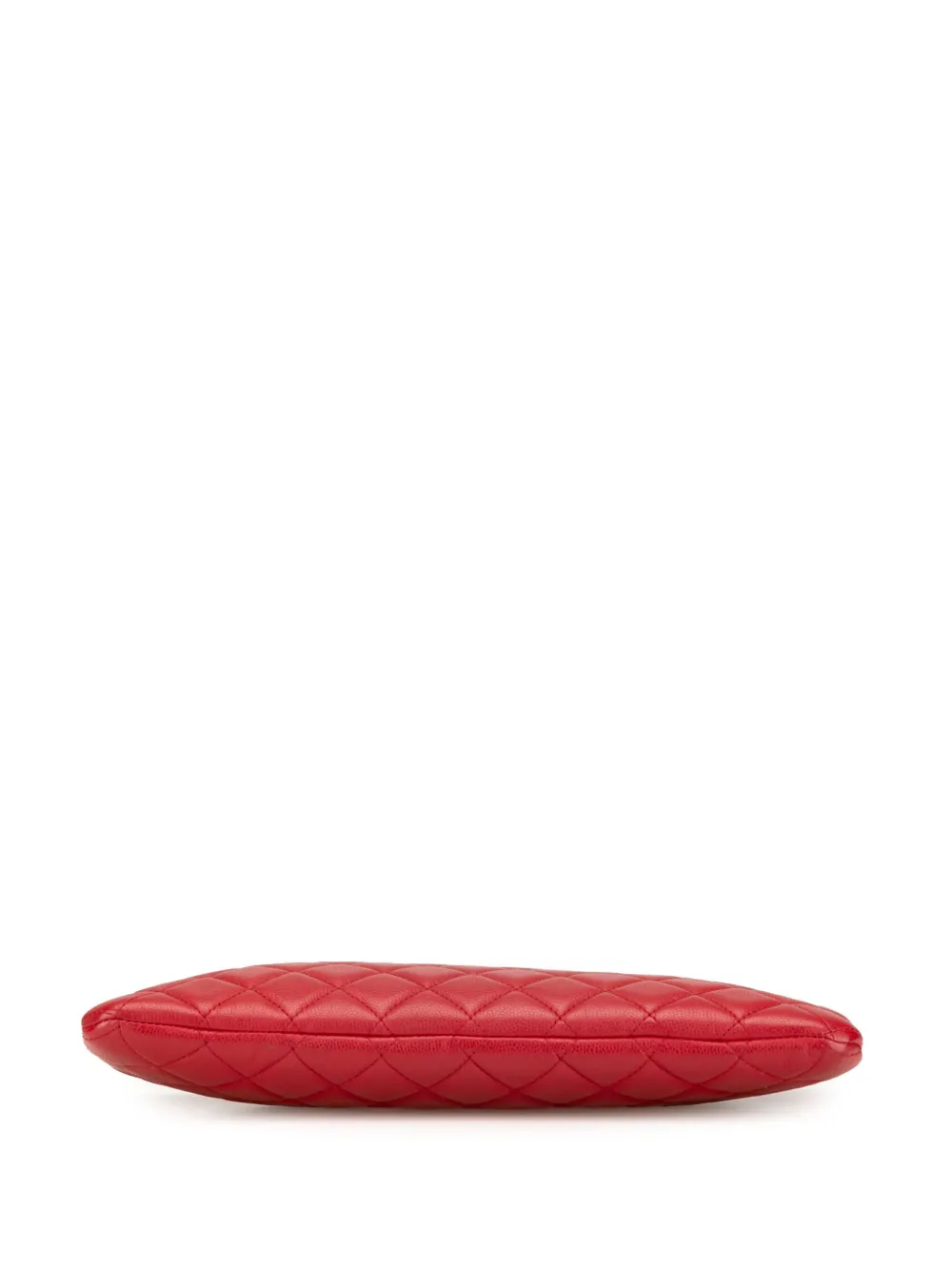 Pre-owned Chanel 2017-2018 Medium Quilted Caviar Boy O Case Clutch Bag In Red