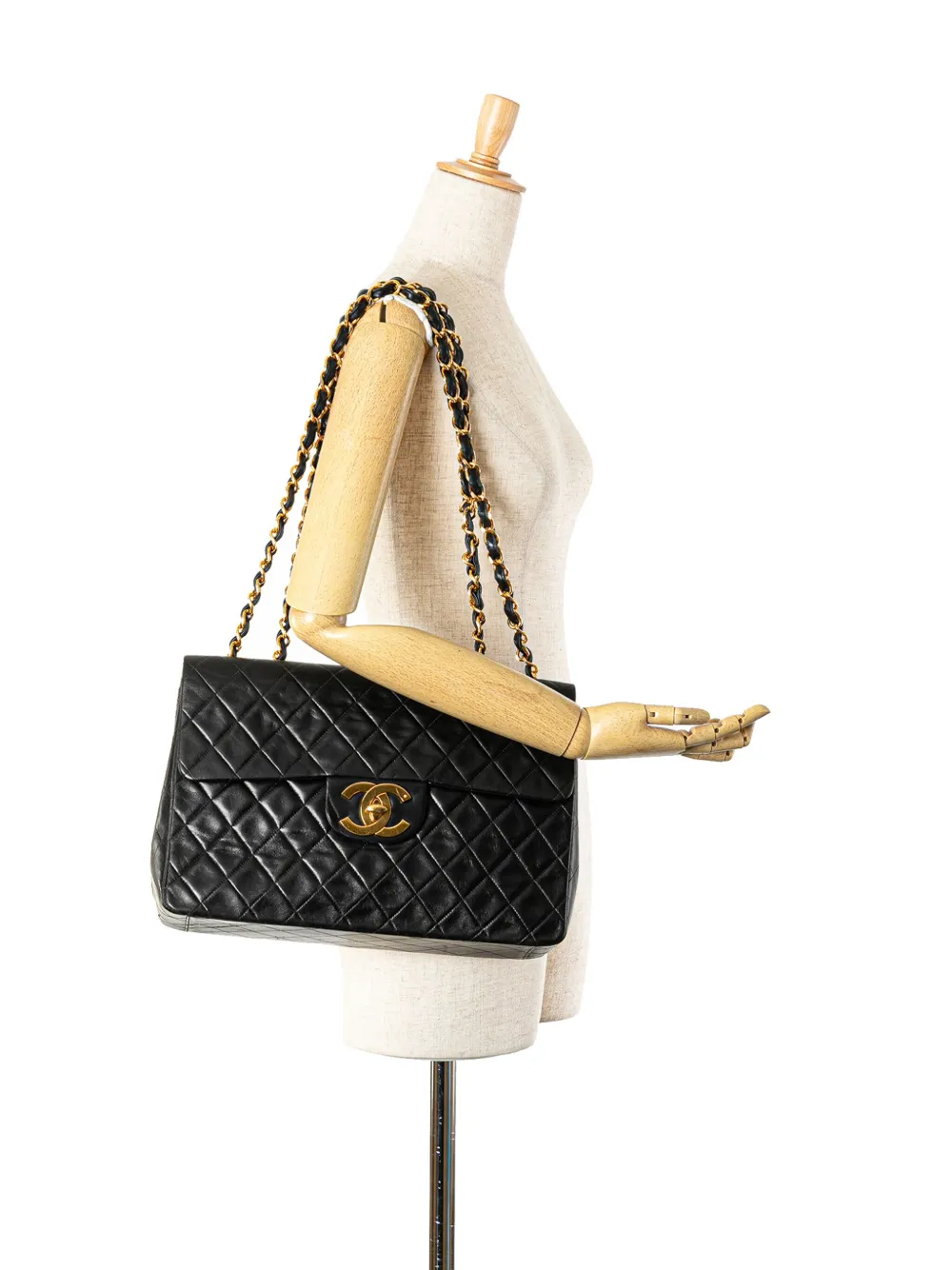 CHANEL Pre-Owned 1994-1996 Maxi XL Classic Lambskin Single Flap shoulder bag - Zwart