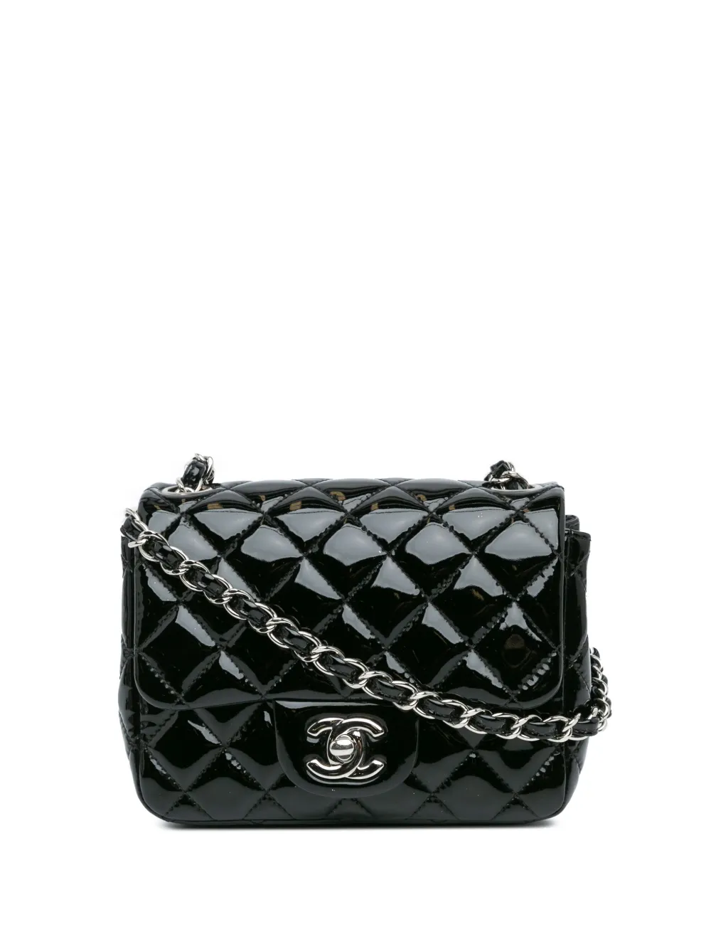 CHANEL Pre-Owned 2014 Mini Square Classic Patent Single Flap crossbody bag | Black | Image 1