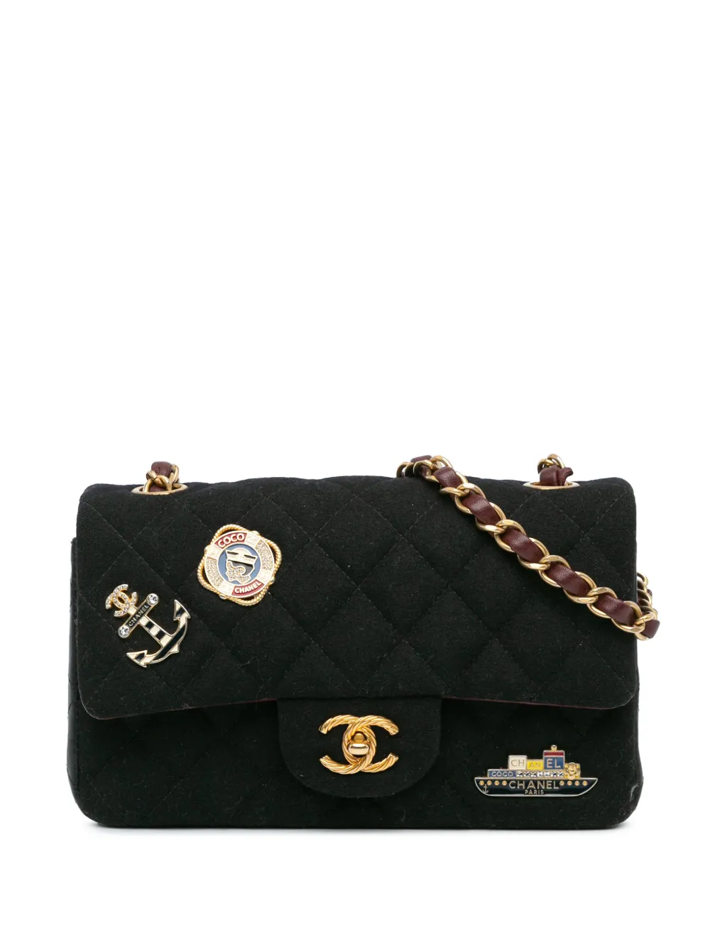 CHANEL Pre-Owned 2018-2019 パリ ハンブルグ スモール クラシック ジャージー ココ セーラーダブルフラップ CHANEL Pre-Owned 2018-2019 パリ ハンブルグ スモール クラシック ジャージー ココ セーラーダブルフラップ