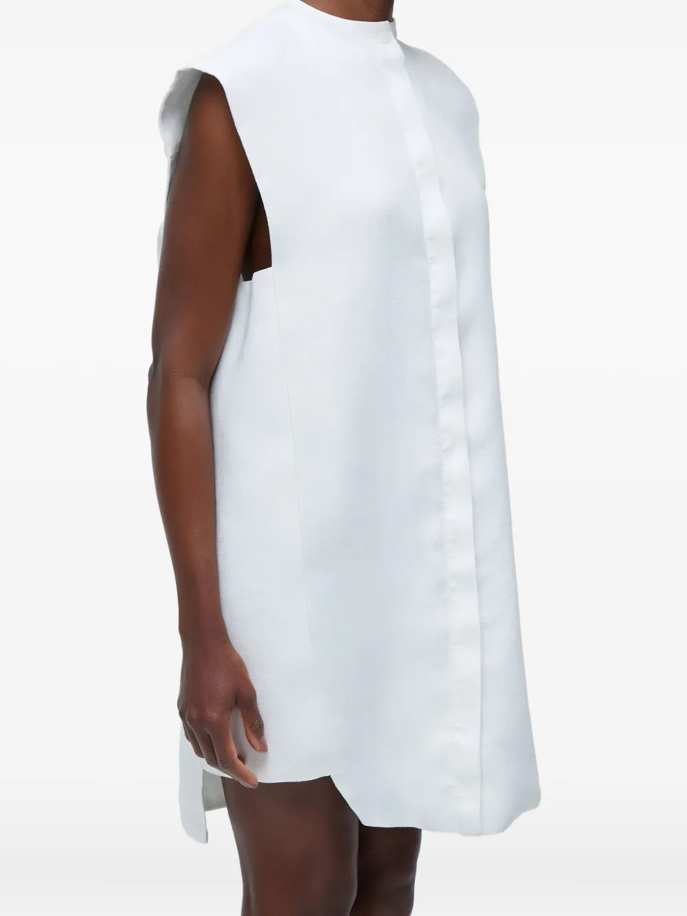 Osklen Smoking Sleeveless Linen Shirt Mini Dress In White