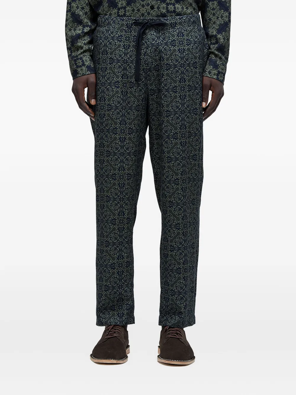 Osklen tile-pattern drawstring trousers | Green | Image 1