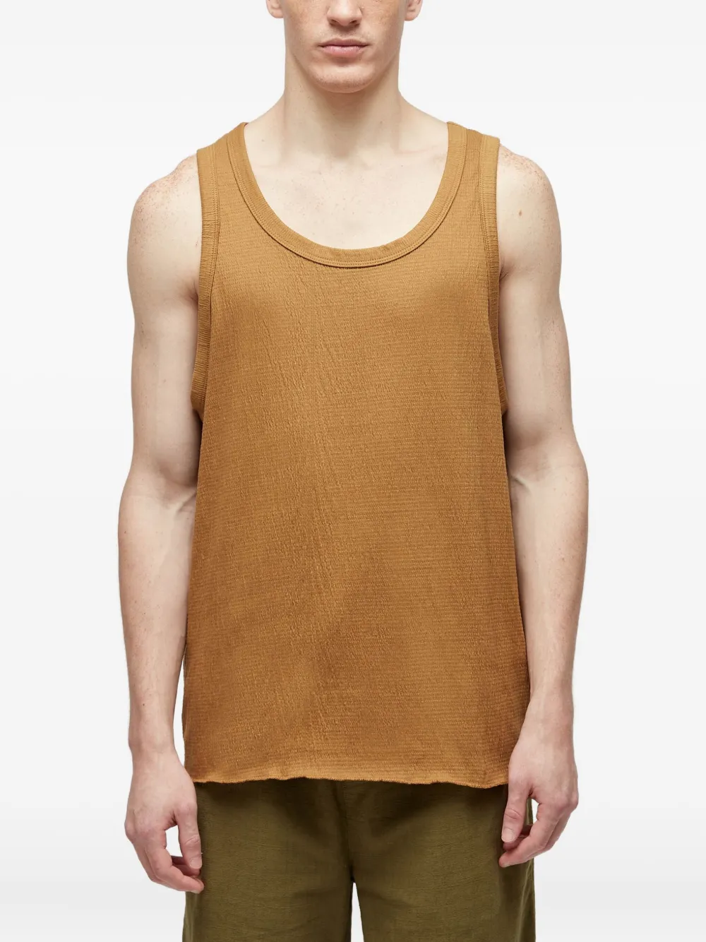 Osklen wrinkled-effect cotton vest | Brown | Image 1
