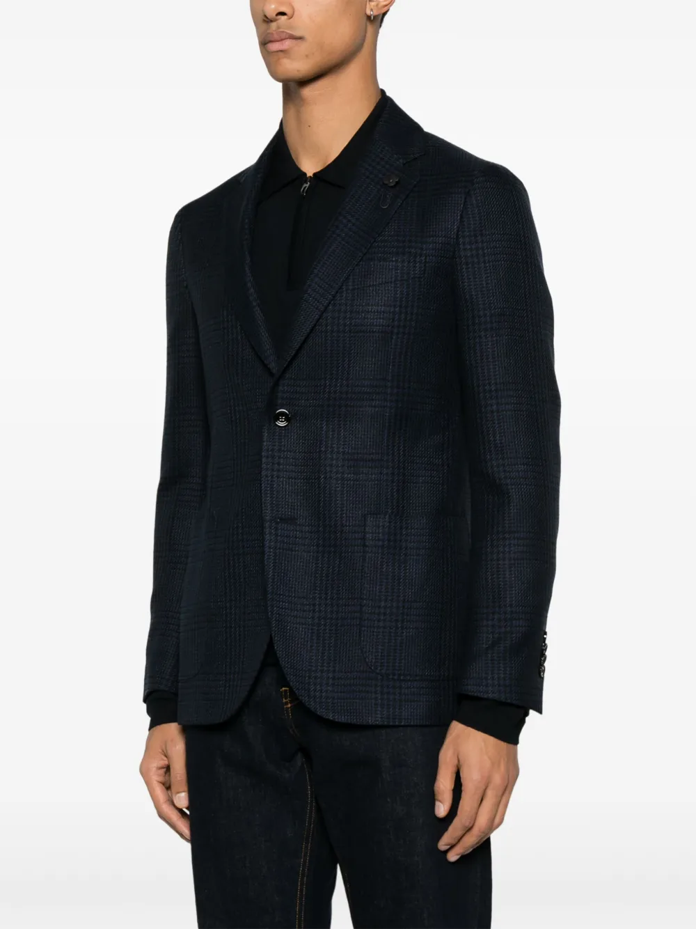 Lardini Blazer met Prince of Wales-patroon Blauw