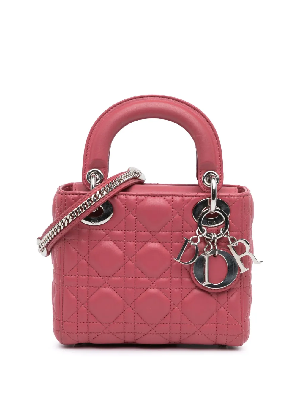 Christian Dior Pre-Owned 2019 ミニ ラムスキン カナージュ レディ ディオール サッチェルバッグ - ピンク Christian Dior Pre-Owned 2019 ミニ ラムスキン カナージュ レディ ディオール サッチェルバッグ - ピンク