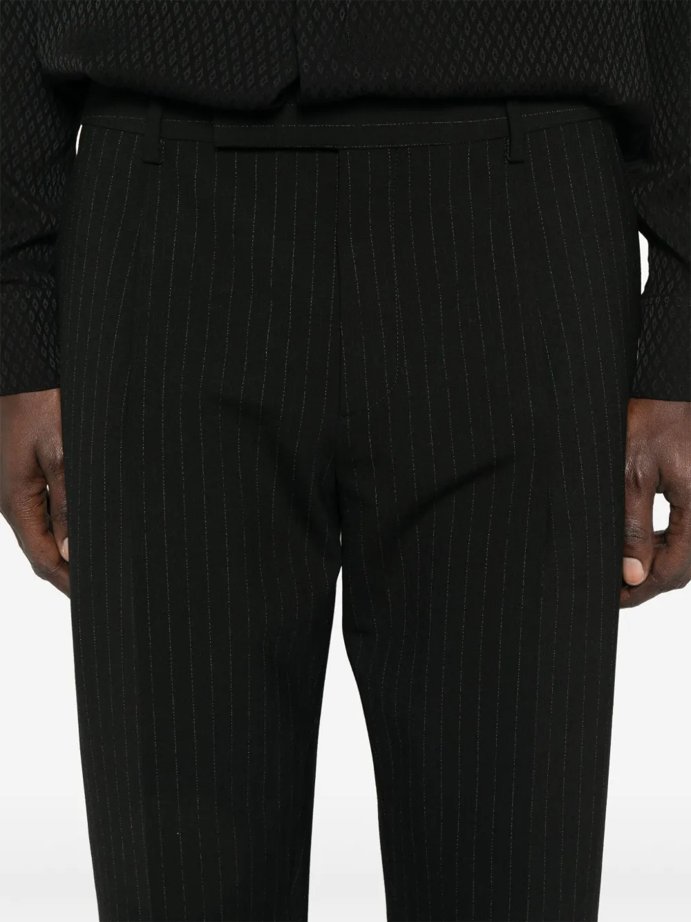 Lardini Broek met krijtstreep Zwart