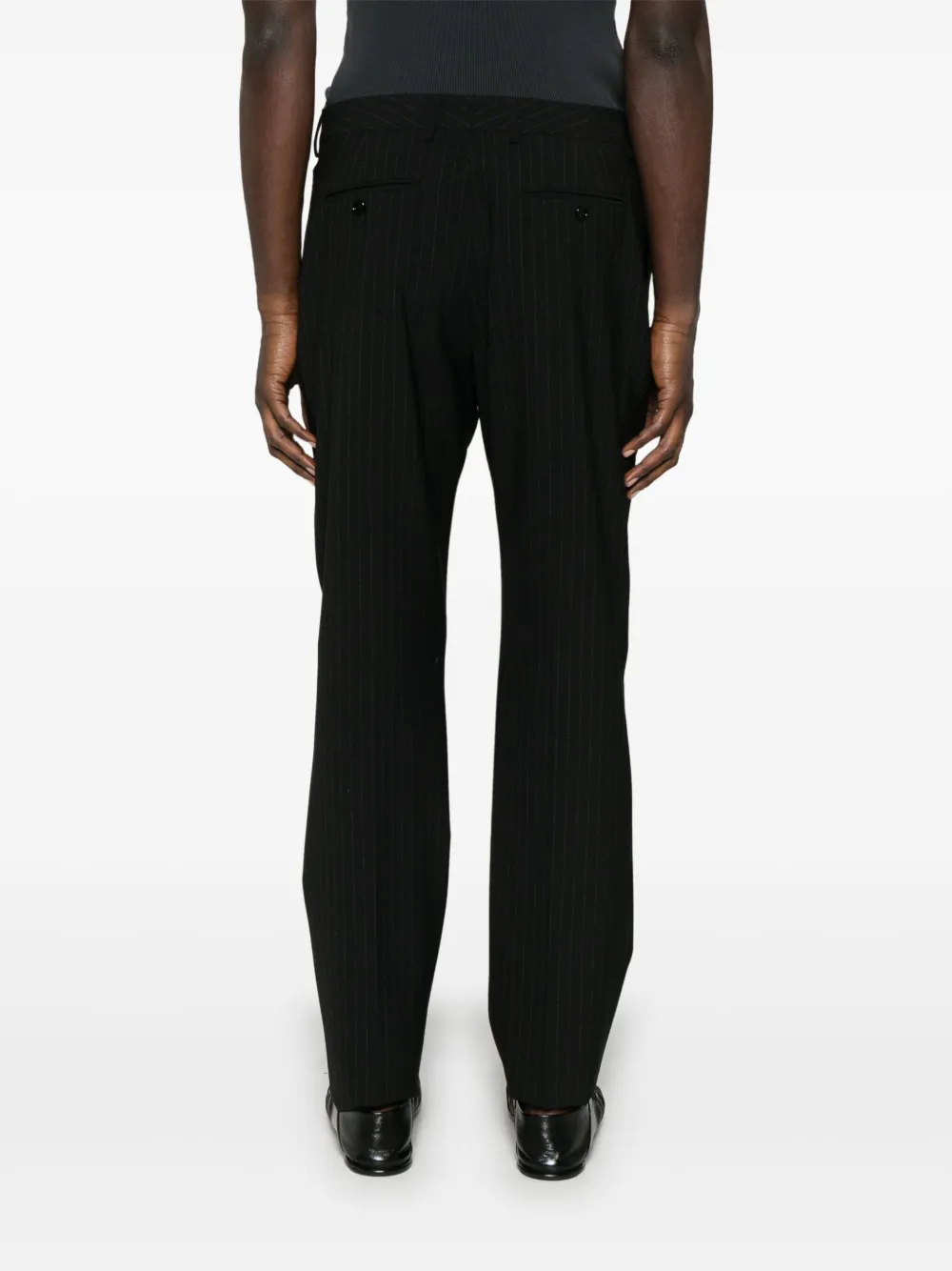 Lardini Broek met krijtstreep Zwart