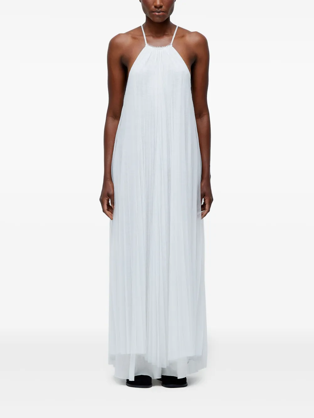Osklen Pleated Halterneck Dress In White
