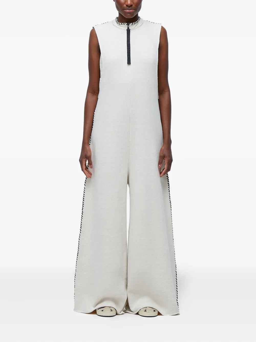 Osklen Zip-front Contrast-stitch Jumpsuit In White