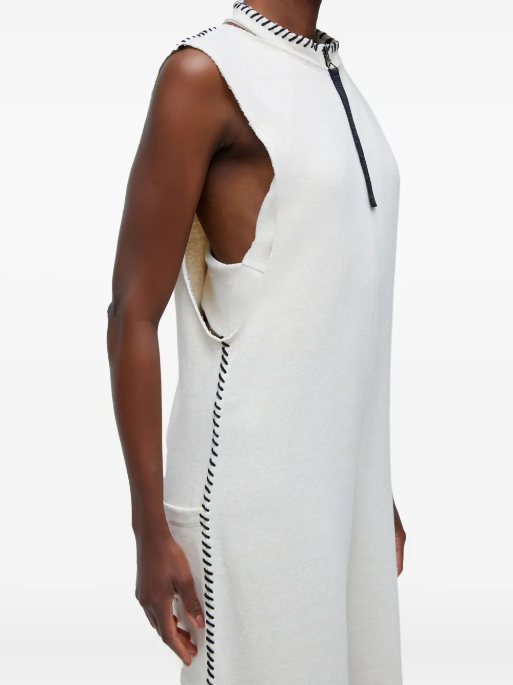Osklen Zip-front Contrast-stitch Jumpsuit In White