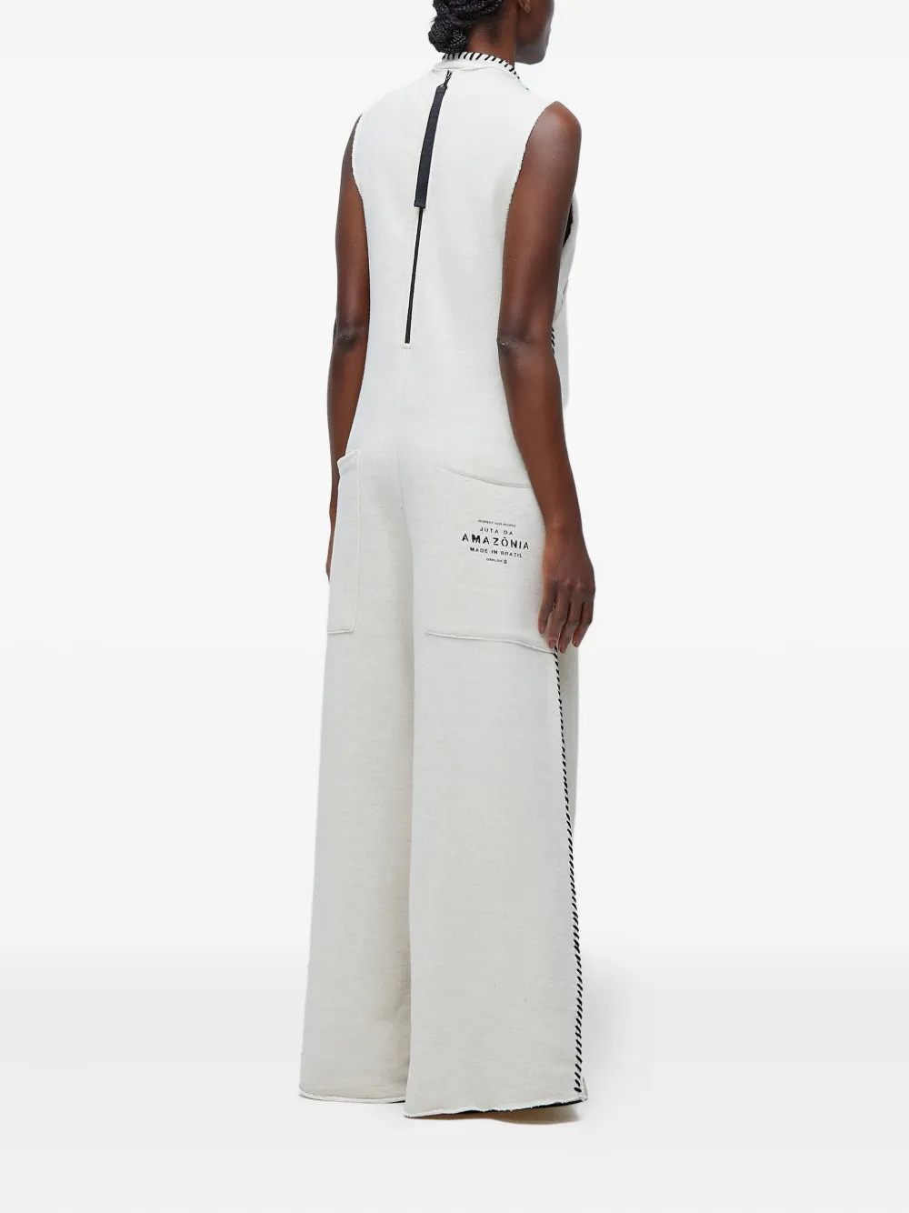 Osklen Zip-front Contrast-stitch Jumpsuit In White