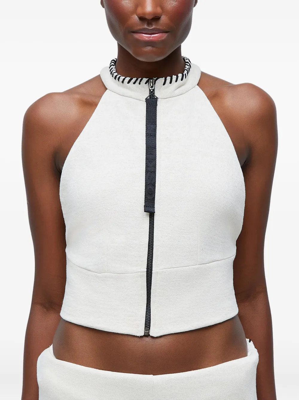 Osklen Zip-front Contrast-stitch Jumpsuit In White