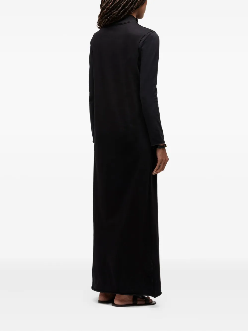 Osklen Maxi-jurk met franje afwerking en opstaande hals Zwart