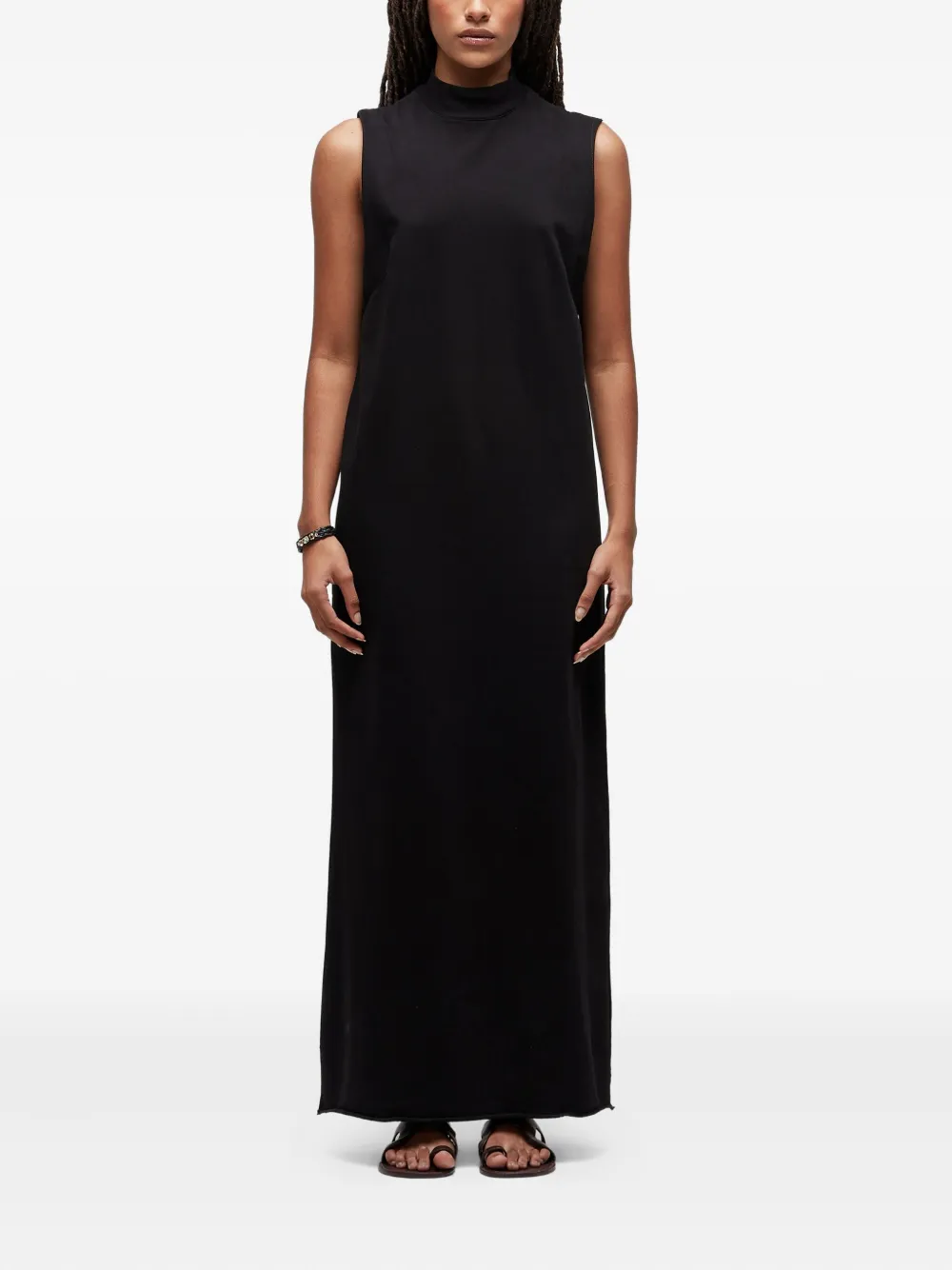 Osklen Maxi-jurk met franje afwerking en opstaande hals Zwart