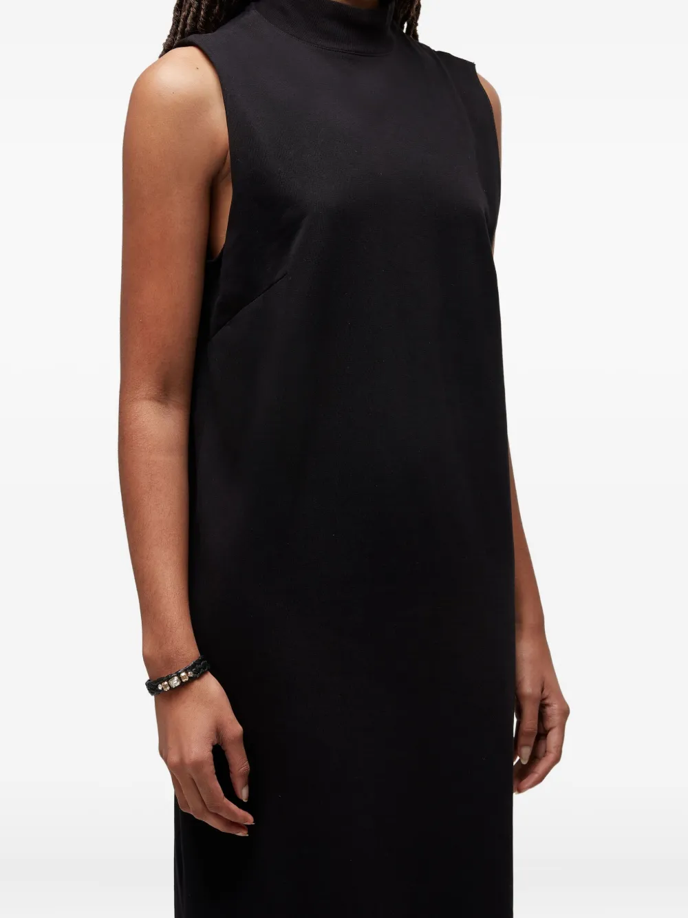 Osklen Maxi-jurk met franje afwerking en opstaande hals Zwart