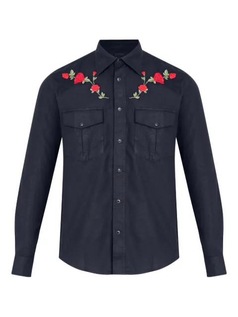 Osklen rose-embroidered shirt