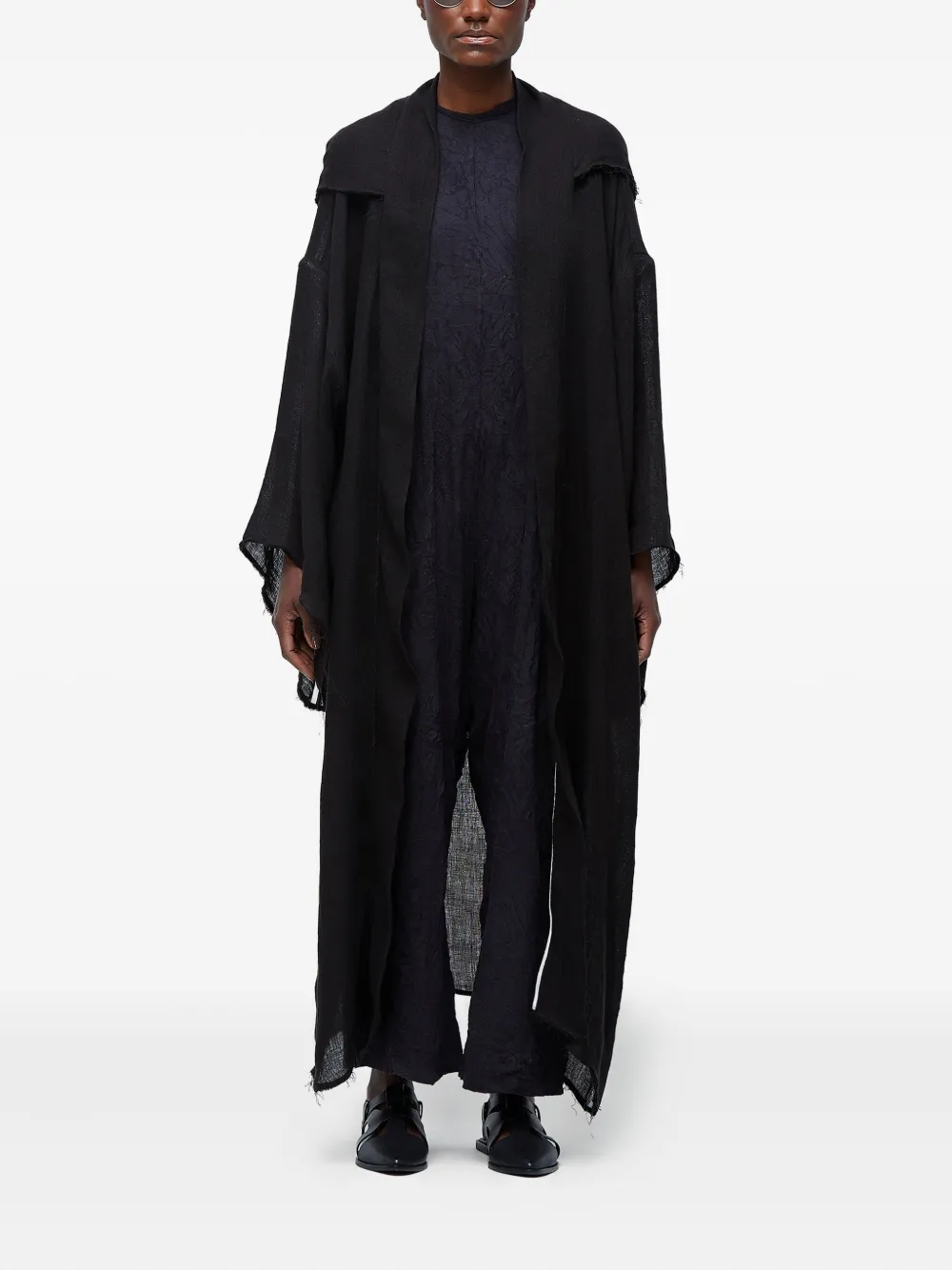 Osklen Hooded Frayed Coat In Black
