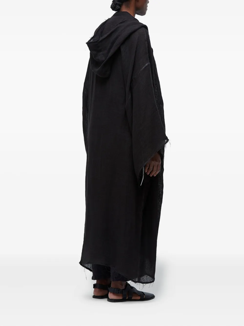 Osklen Hooded Frayed Coat In Black