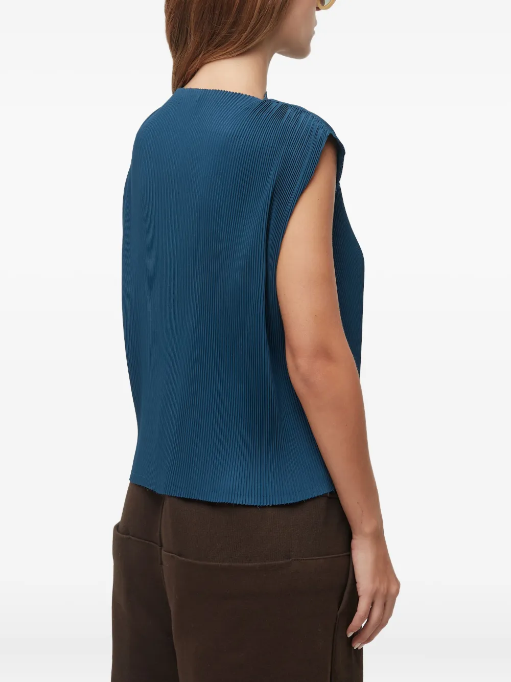 Osklen Pleated Shoulder-padded Top In Blue