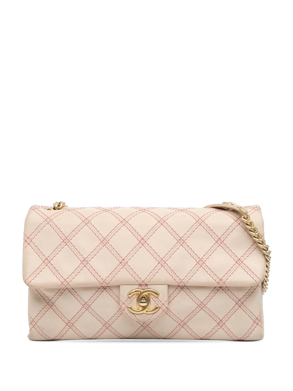CHANEL Pre-Owned 2014 ジャンボ マトラッセ カーフスキン トリプルステッチ フラップ ショルダーバッグ - ブラウン CHANEL Pre-Owned 2014 ジャンボ マトラッセ カーフスキン トリプルステッチ フラップ ショルダーバッグ - ブラウン