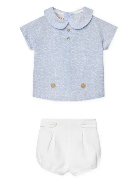 Paz Rodriguez set de shorts y playera tipo polo estampada