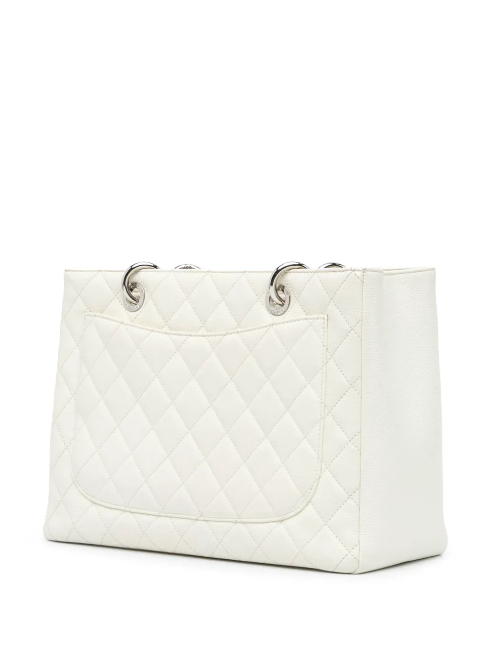 Pre-owned Chanel 2012-2013 Caviar Grand Shopping Tote Bag In White