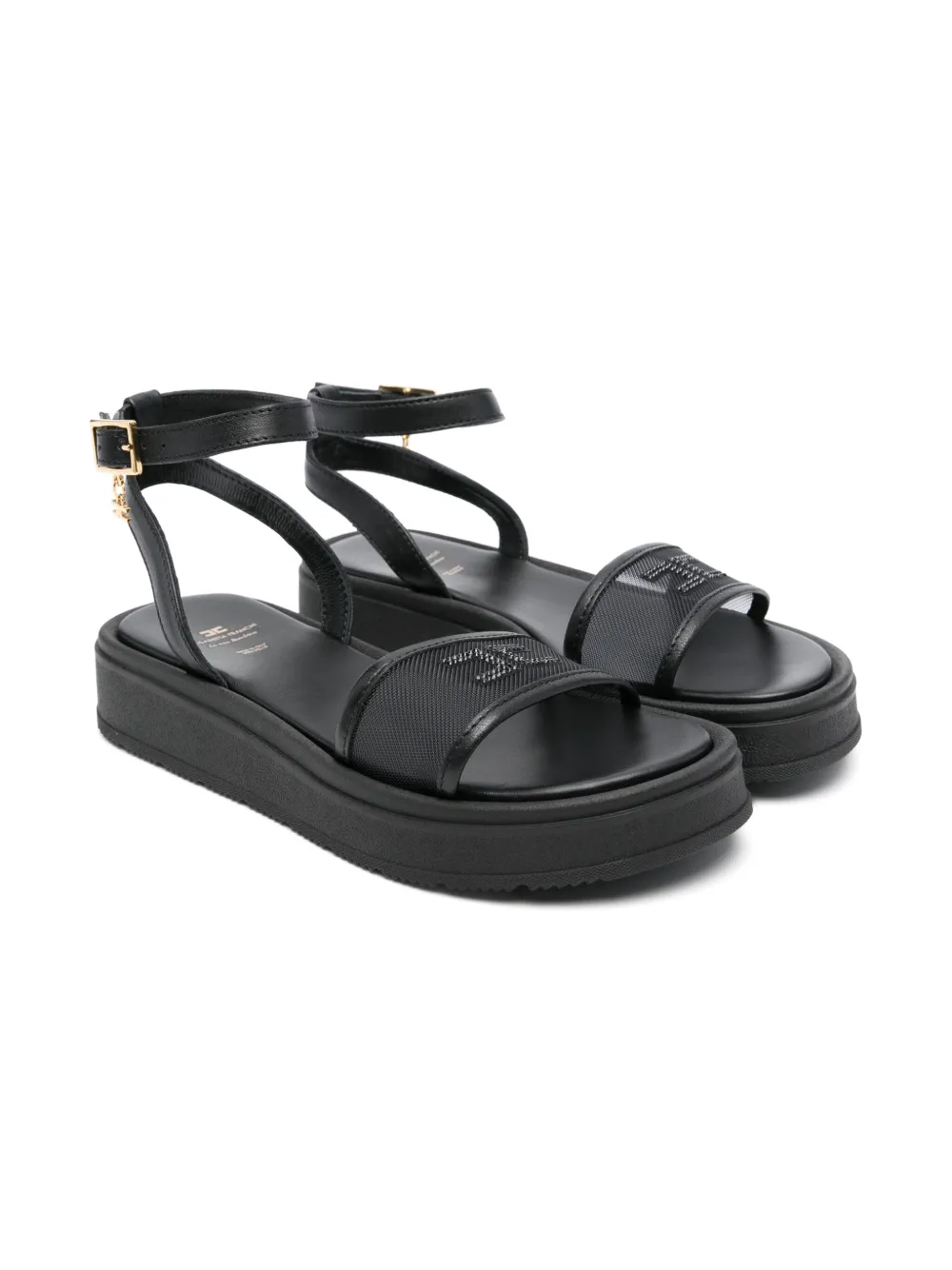 Elisabetta Franchi La Mia Bambina crystal-logo sandals Black