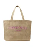 Jimmy Choo logo-embroidered tote bag - Brown