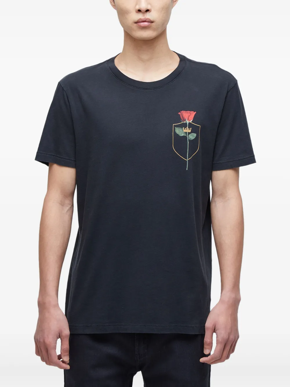 Osklen T-shirt met geborduurde roos Zwart