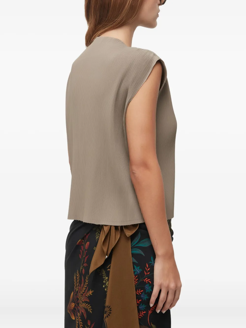 Osklen Pleated Cap-sleeve Top In Neutral