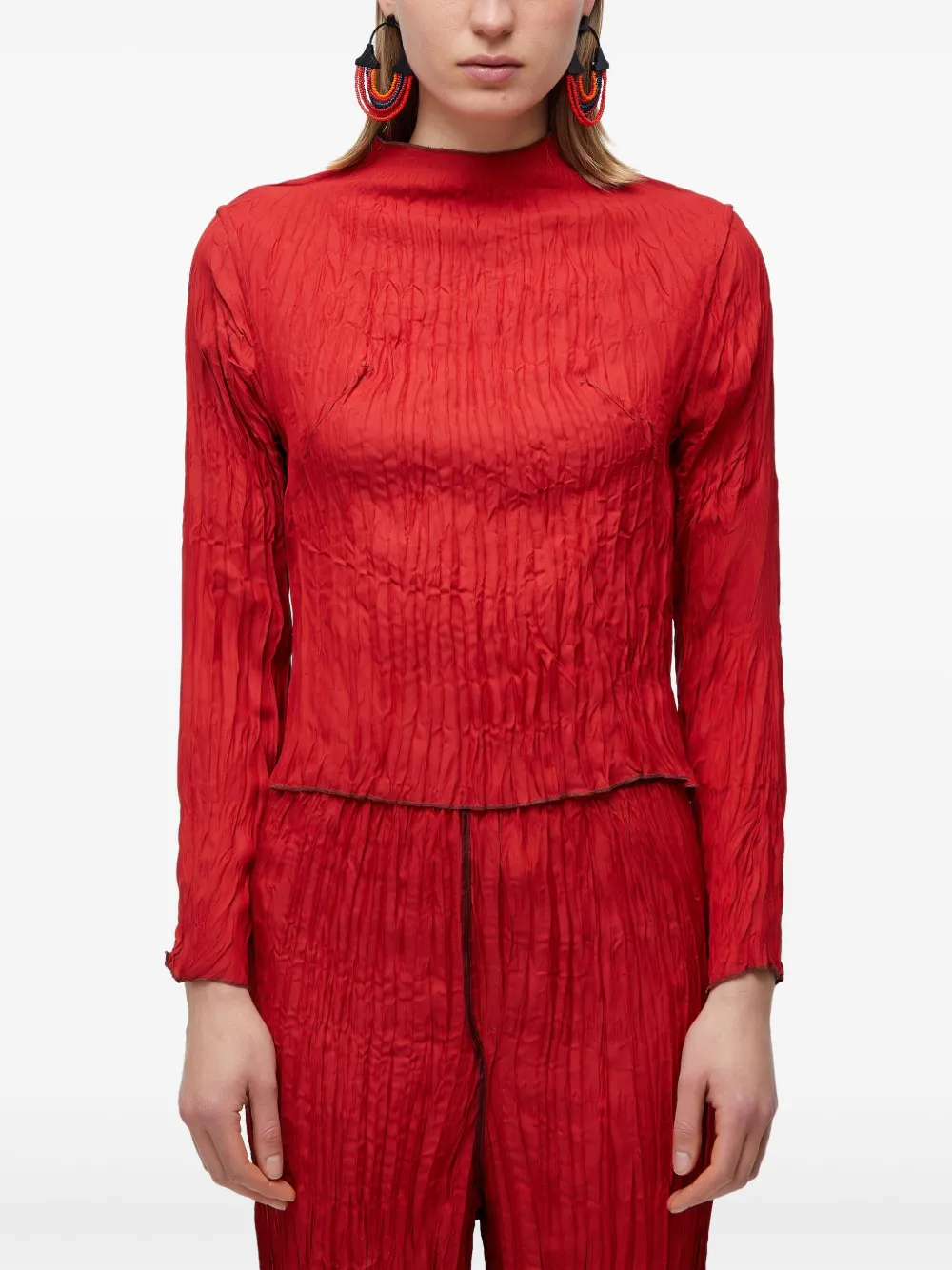 Osklen Top met gekreukt detail en lange mouwen Rood