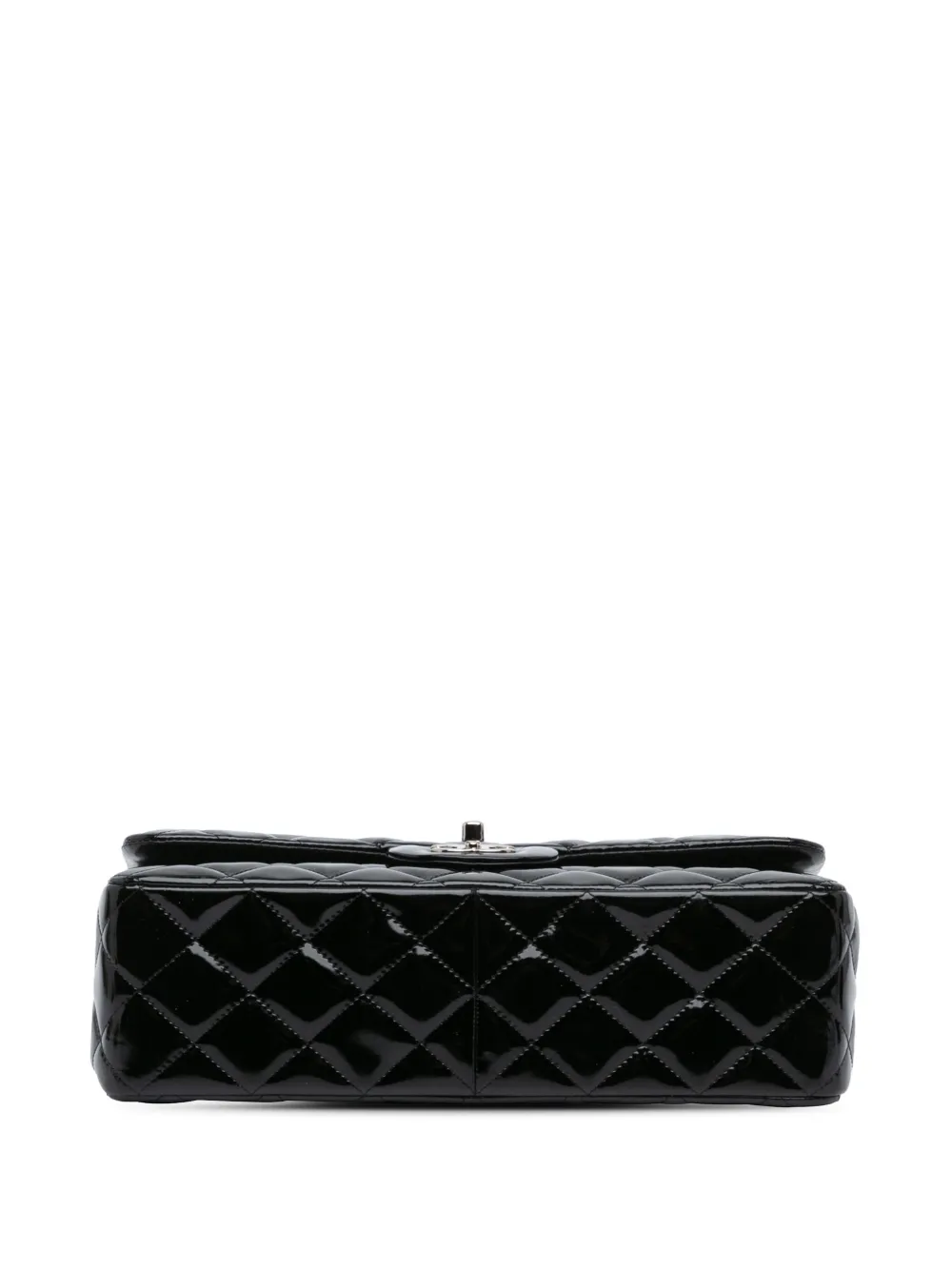 Pre-owned Chanel 2010-2011 Jumbo Classic Patent Double Flap Shoulder Bag In Black