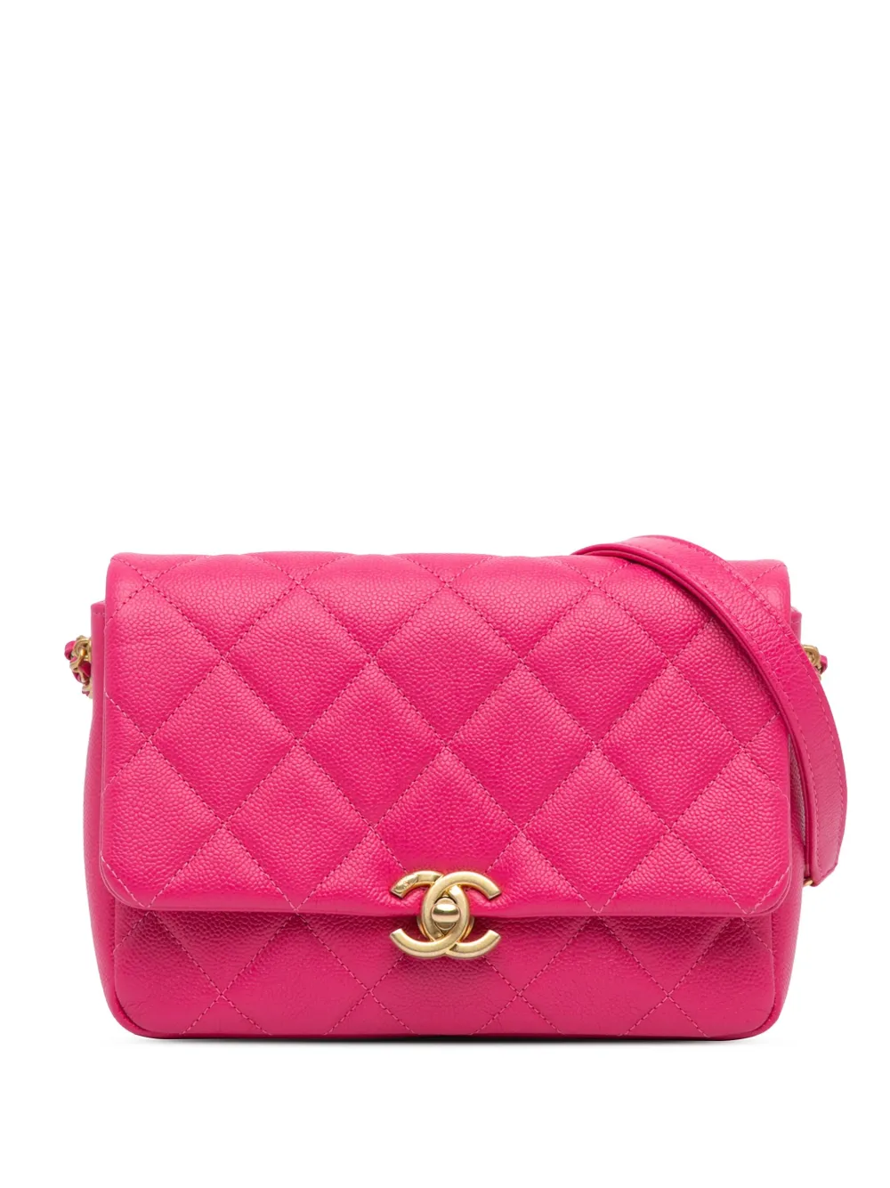 CHANEL Pre-Owned 2021-2024 Small Quilted Caviar Chain Melody Flap crossbody bag | Pink | Image 1