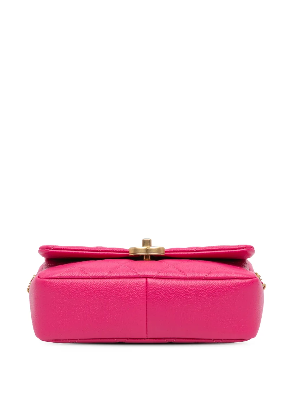 Pre-owned Chanel 2021-2024 Small Quilted Caviar Chain Melody Flap Crossbody Bag In Pink