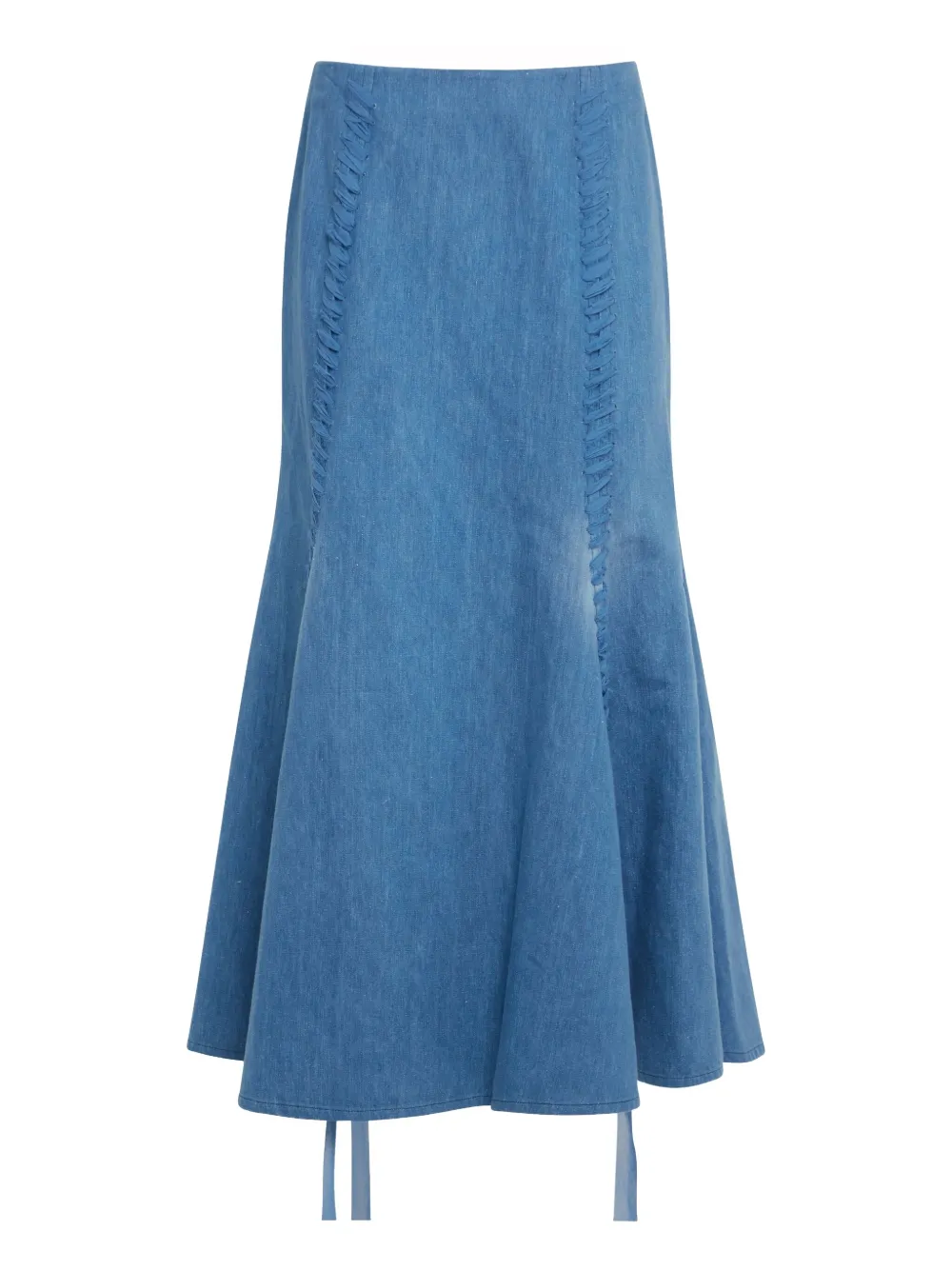 Gabriela Hearst Dion Cotton And Linen Midi Skirt In Blue