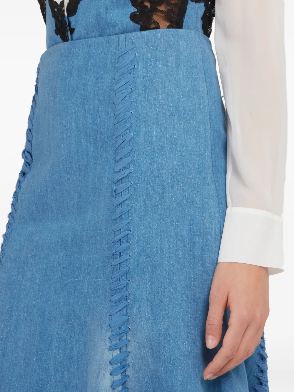 Gabriela Hearst Dion Cotton And Linen Midi Skirt In Blue
