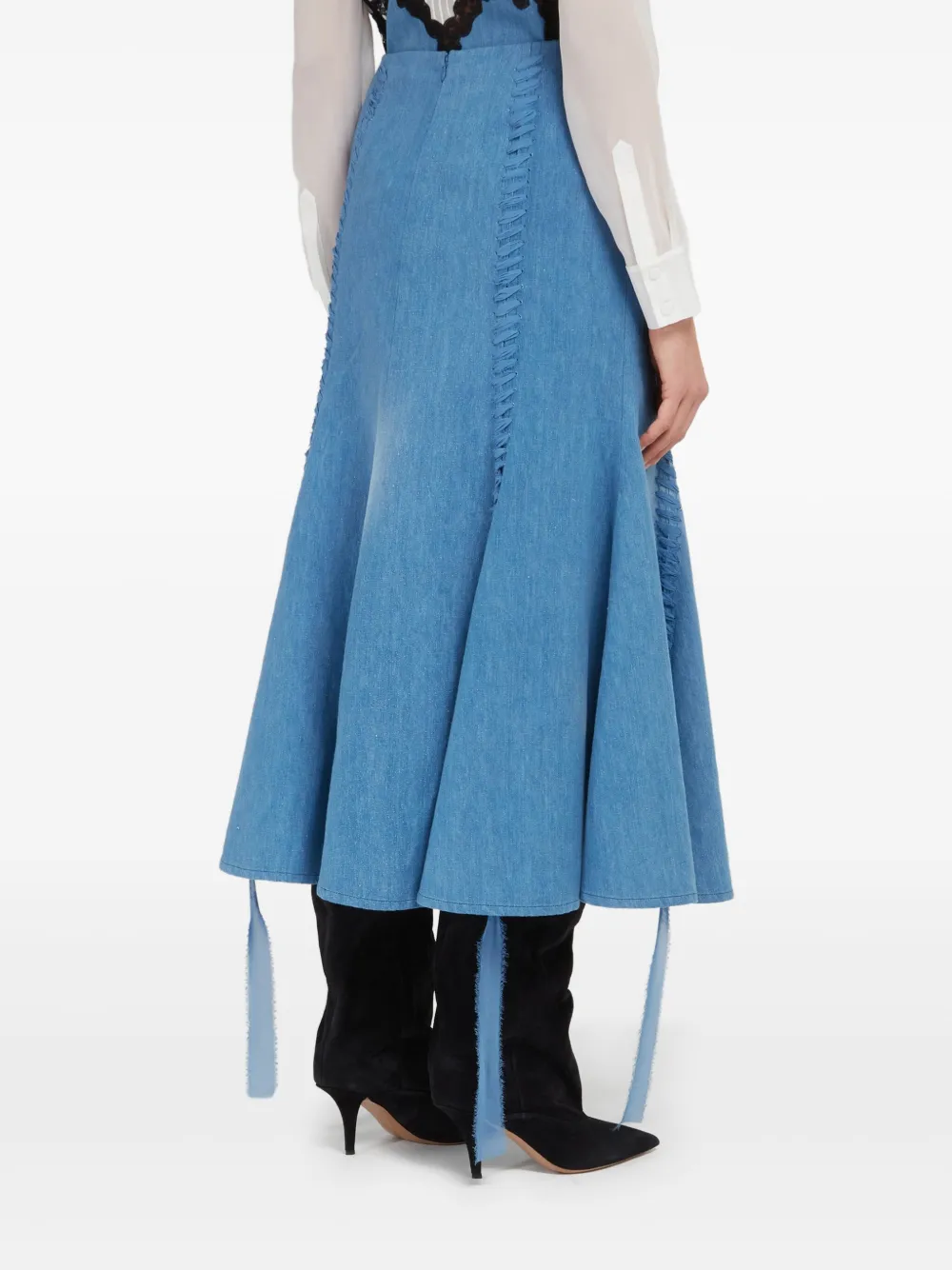 Gabriela Hearst Dion Cotton And Linen Midi Skirt In Blue