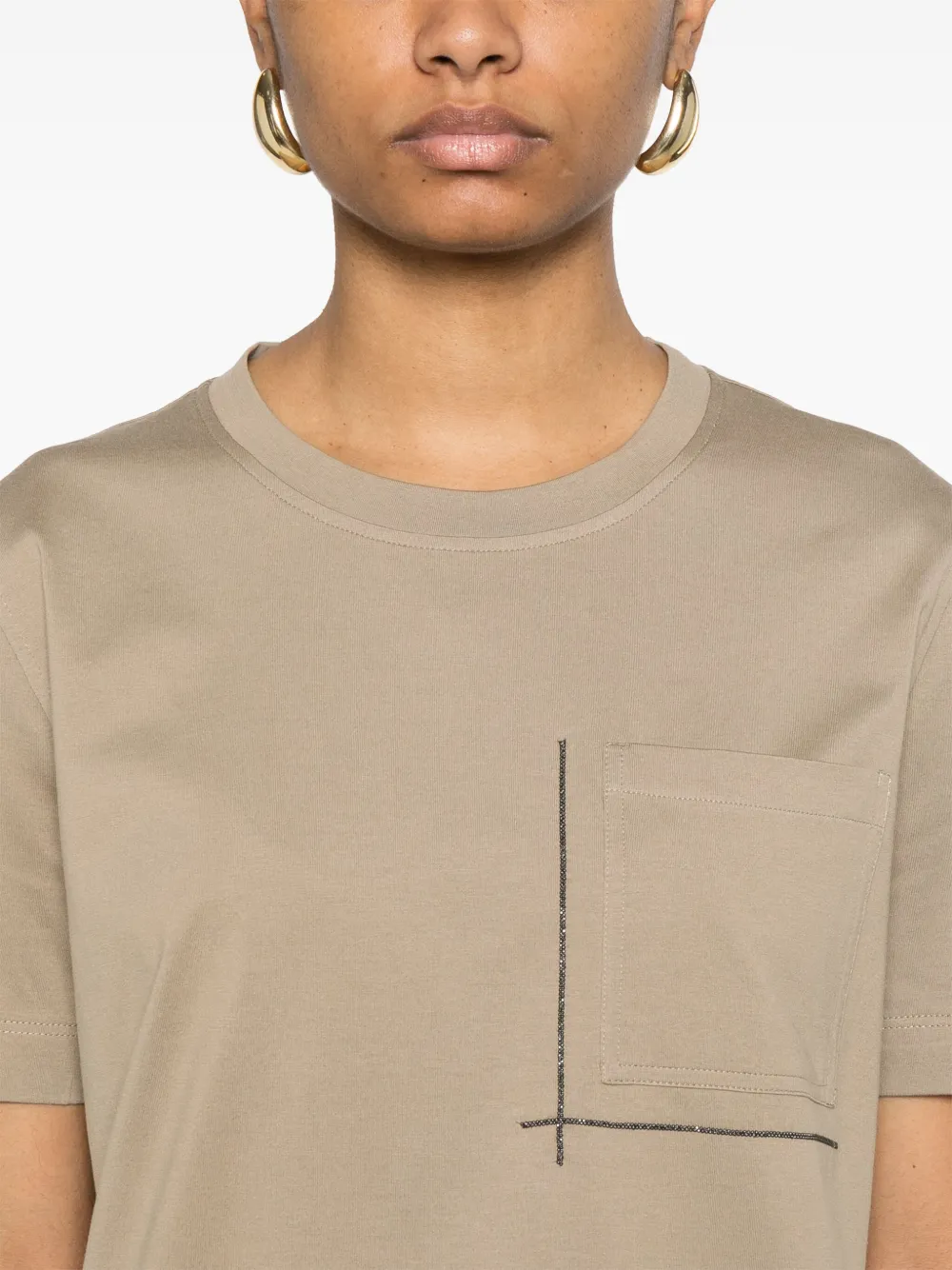 Brunello Cucinelli T-shirt met kettingdetail Bruin