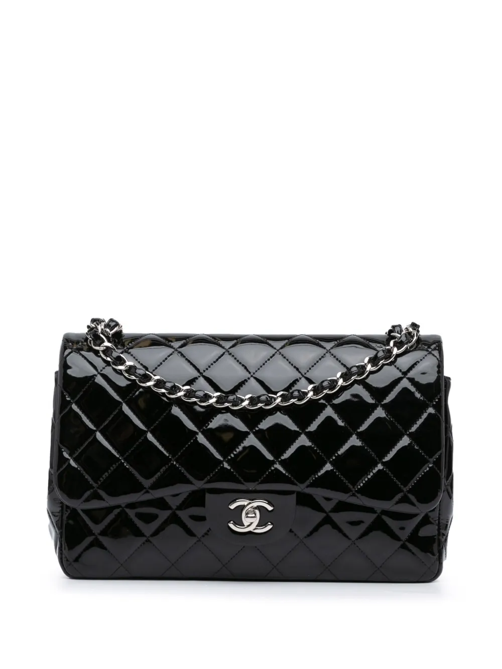 CHANEL Pre-Owned 2013-2014 Jumbo Classic Patent Double Flap shoulder bag | Black | Image 1