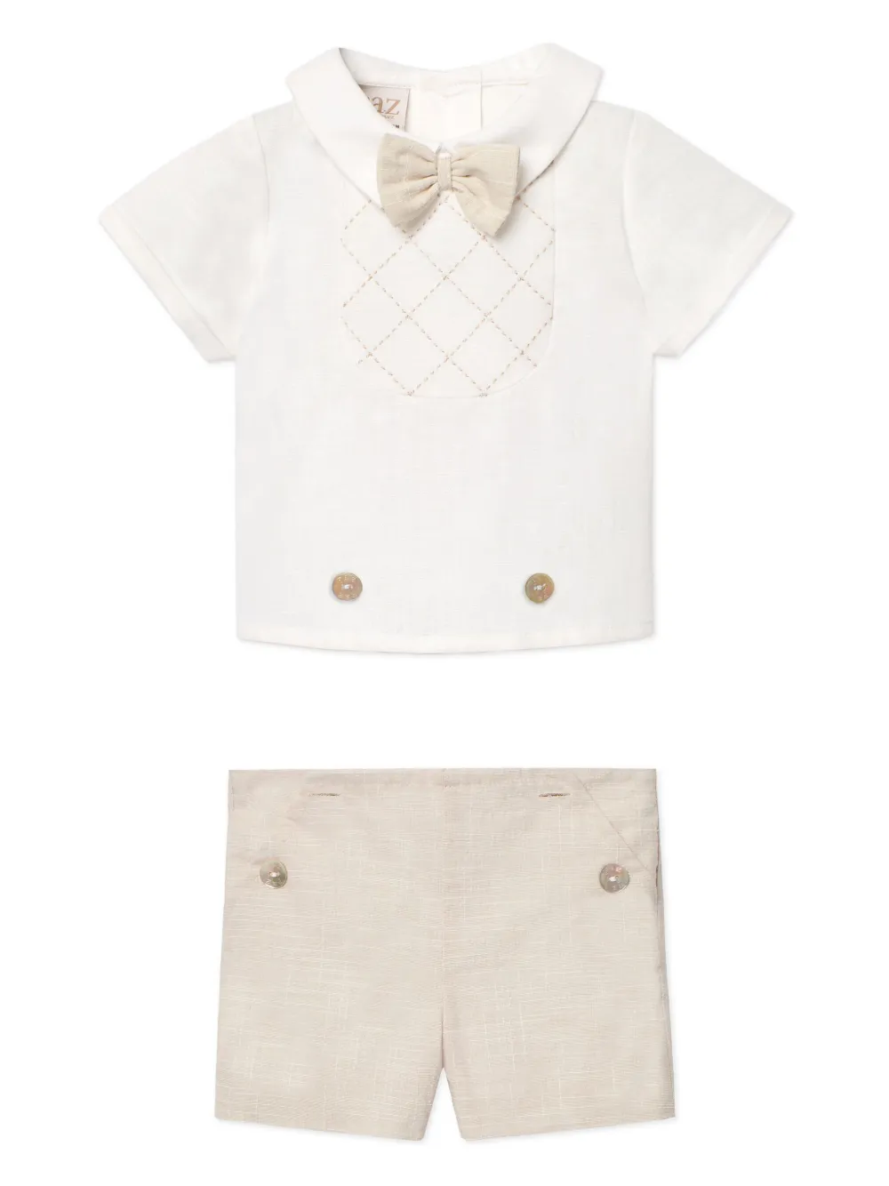 Paz Rodriguez Conjunto short e camisa polo com laço | Neutro | Image 1