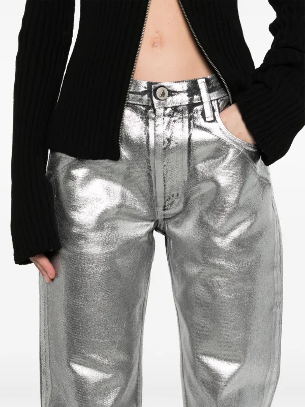 The Attico metallic-finish Jeans | Silver | FARFETCH CA