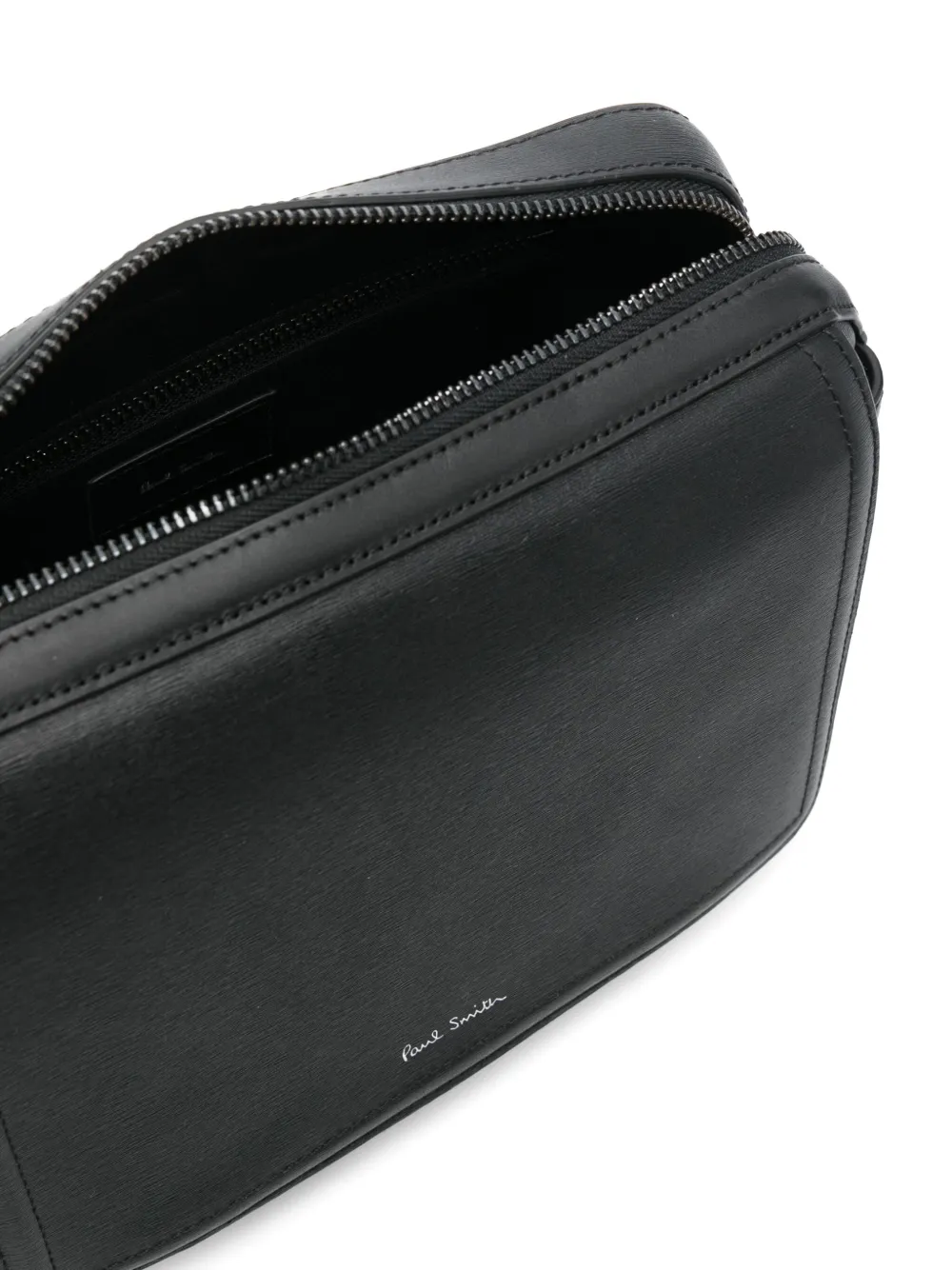 Shop Paul Smith Embossed-leather Messenger Bag In Black