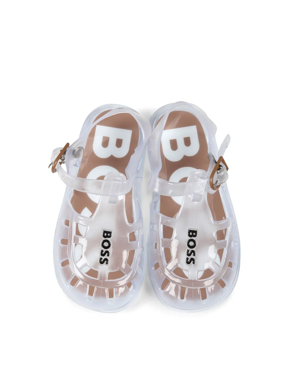 BOSS Kidswear Sandalen met logoprint Wit