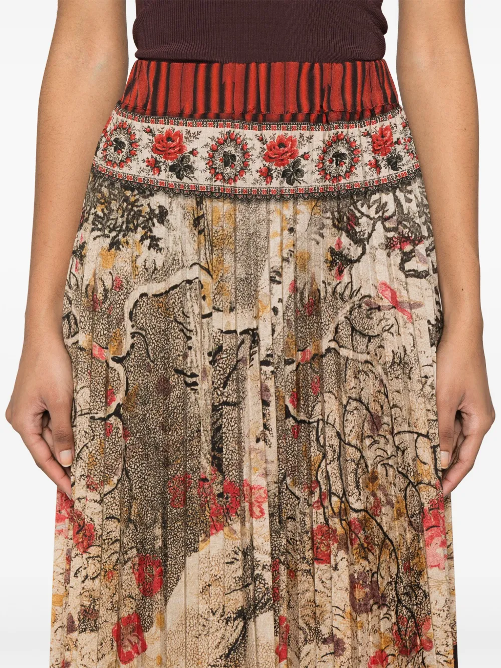 Shop Pierre-louis Mascia Ceto Pleated Skirt In Brown