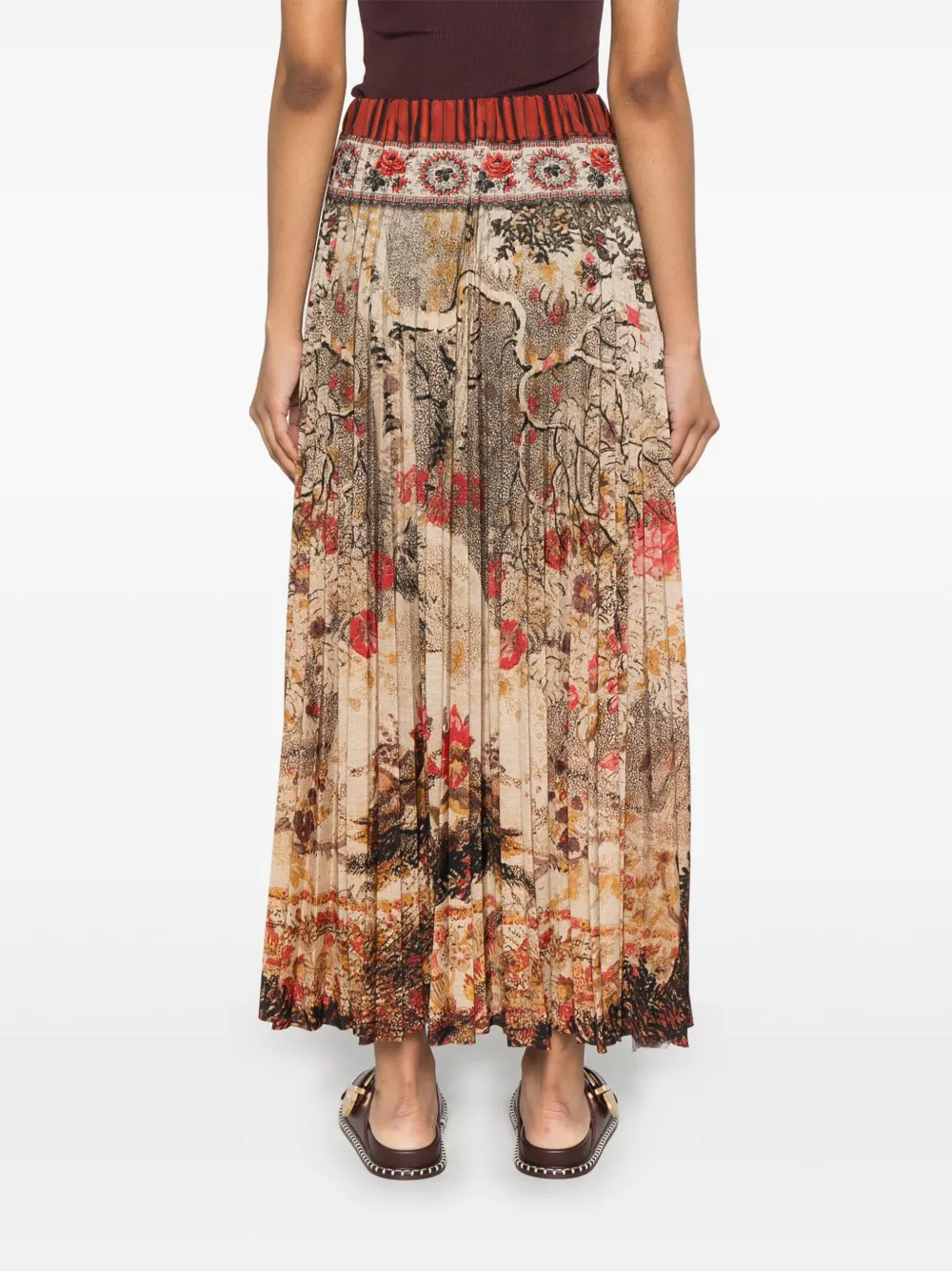 Shop Pierre-louis Mascia Ceto Pleated Skirt In Brown