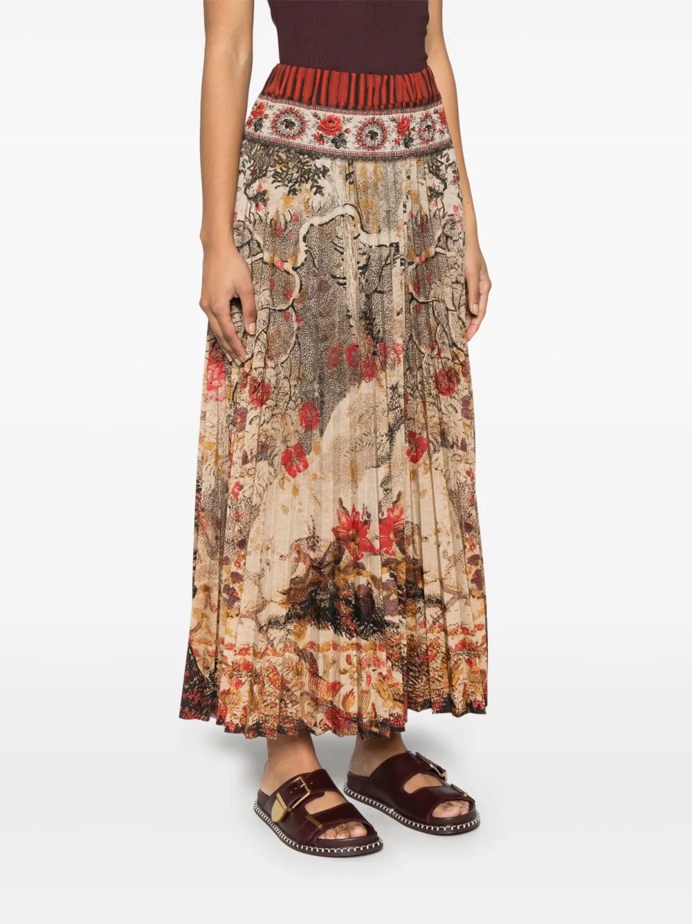 Shop Pierre-louis Mascia Ceto Pleated Skirt In Brown