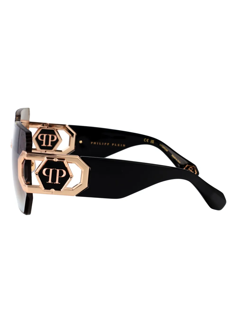 Philipp Plein Eyewear SPP1338FCG ROSE GOLD GREEN Roze