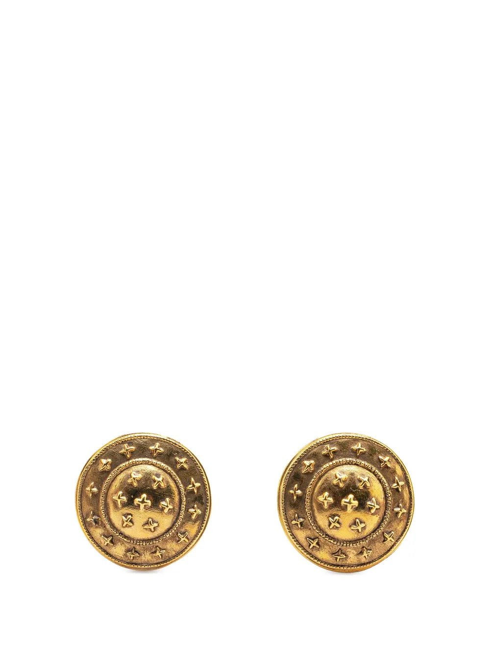 CHANEL Pre-Owned 1970-1980 Gold Plated Stars Round Clip on Earrings costume earrings | Gold | Image 1